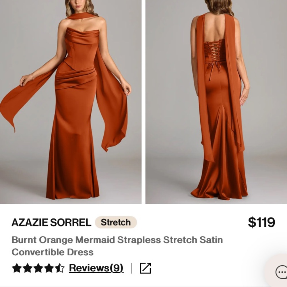 Azazie Sorrel 2-Piece Corset Dress in Burnt Orange